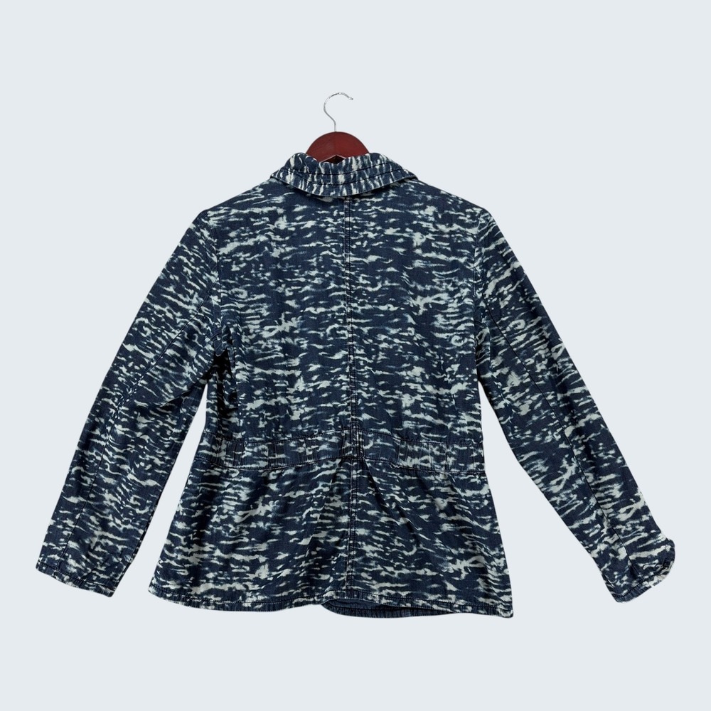 Chico's Women's Jacket Est Size M Blue Denim Zip Front Reversible Utility Casual - Picture 5 of 9
